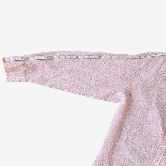 Vilebrequin Sz XXL Pink White Button Up 100% Linen Flax Long Sleeve Shirt Pocket - Picture 8 of 13